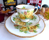 Royal Albert Tea Rose Teacup Trio Yellow Roses English 1940s