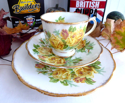 Royal Albert Tea Rose Teacup Trio Yellow Roses English 1940s – Antiques And  Teacups