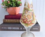 Vase Frosted Art Glass Autumn Floral Swirl Applied Base Retro 1960s