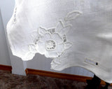 Tea Cloth Tablecloth England Cutwork Linen 31 Inch Embroidered 1940s