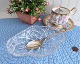 Relish Spoon Dish Lead Crystal Oval Star Fan Sawtoothed Rim USA 1940s