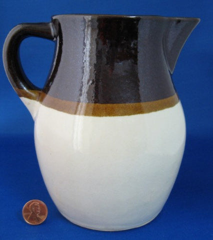 1930s Universal Pottery Pitcher Cambridge Ohio Vintage Stoneware Brown &  Cream 72 Oz Refrigerator Pitcher Farmhouse Cottage Kitchen 