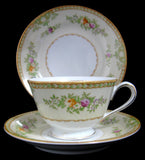 Occupied Japan Cup Saucer Plate Teacup Trio Pretty Floral 1945-1952 Yazaka