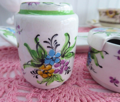Vintage 5pc Floral Porcelain Enamel Cookware Set
