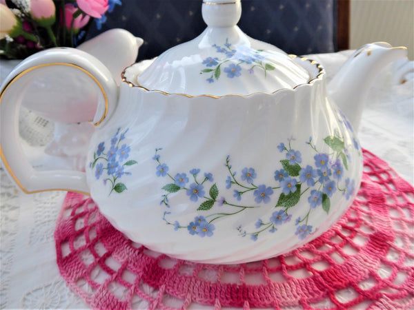 Teapot Blue Forget Me Nots Large 1960s Royal Adderleys English Bone Ch ...