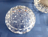 Pair of Lead Crystal Dish Teabag Holders Jam Dish Waffle Pattern 1970s Faceted Glass Coaster