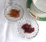 Pair of Lead Crystal Dish Teabag Holders Jam Dish Waffle Pattern 1970s Faceted Glass Coaster