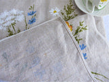 Tea Towel Wildflowers Kay Dee Designs 1970s Natural Linen Artist Signed