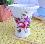 Toothpick Holder Royal Crown Derby English Bone China Derby Posies Pink Roses Small Vase