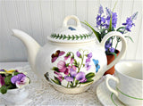 Portmerion Botanic Garden Sweet Peas Large Teapot 1980s England 34 Ounces