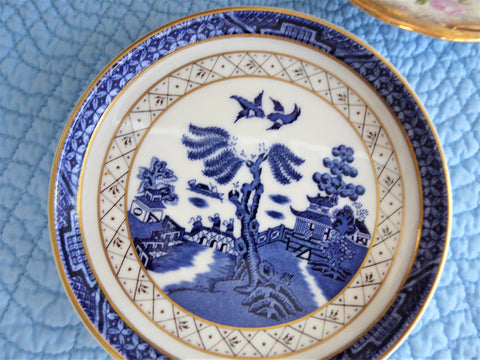 Blue Willow Dishes, Unique Teapot, Delft Blue, Calamityware :Things Could Be Worse Porcelain Chinaware, Antique Art Mugs, Teapot+Sugar & Creamer+2