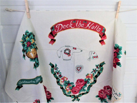 Cut And Sew Christmas Panel Appliques Wamsutta Wreath Roses Holly 1 Panel