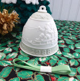 Green Lladro Christmas 1988 Bell Santa Sleigh Reindeer Christmas Ornament Holiday Decor