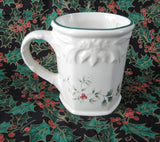 Pfaltzgraff Winterberries Sculpted Mug Tankard Vintage Holly Berries Christmas Holiday Hot Chocolate