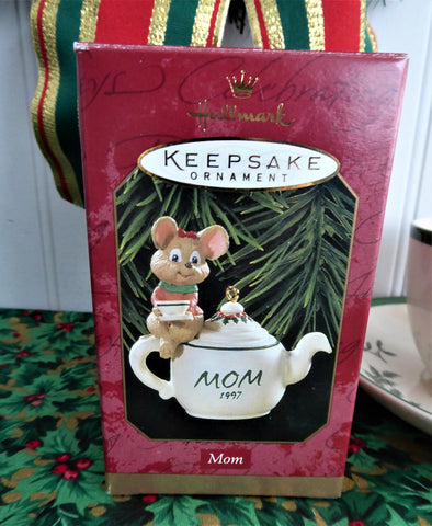 Mouse On Teapot Mom 1997 Christmas Tree Ornament Hallmark Keepsake Orn ...