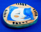 Moon Face Artisan Tea Bag Caddy Hand Painted Ceramic Teabag Dish - Antiques And Teacups - 2