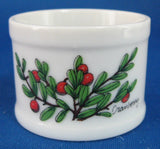 Cranberry Napkin Ring Set Of 6 White Ceramic Pretty Red And Green