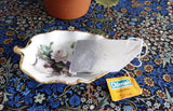 Royal Patrician Leaf Shape Tea Bag Caddy White Roses Violets England Bone China - Antiques And Teacups - 3