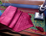 Gorgeous Red Damask Velvet Fabric Table Runner 1980s Tassels 70 Inches Long
