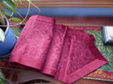 Gorgeous Red Damask Velvet Fabric Table Runner 1980s Tassels 70 Inches Long